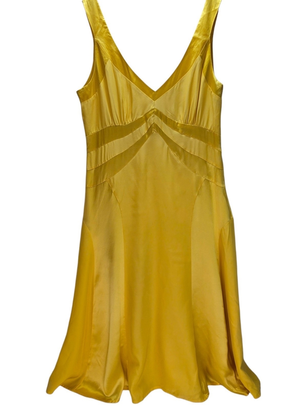 Walter 100% Silk Golden Yellow V-Neck A-Line Slip Dress, EUC, Size 10
